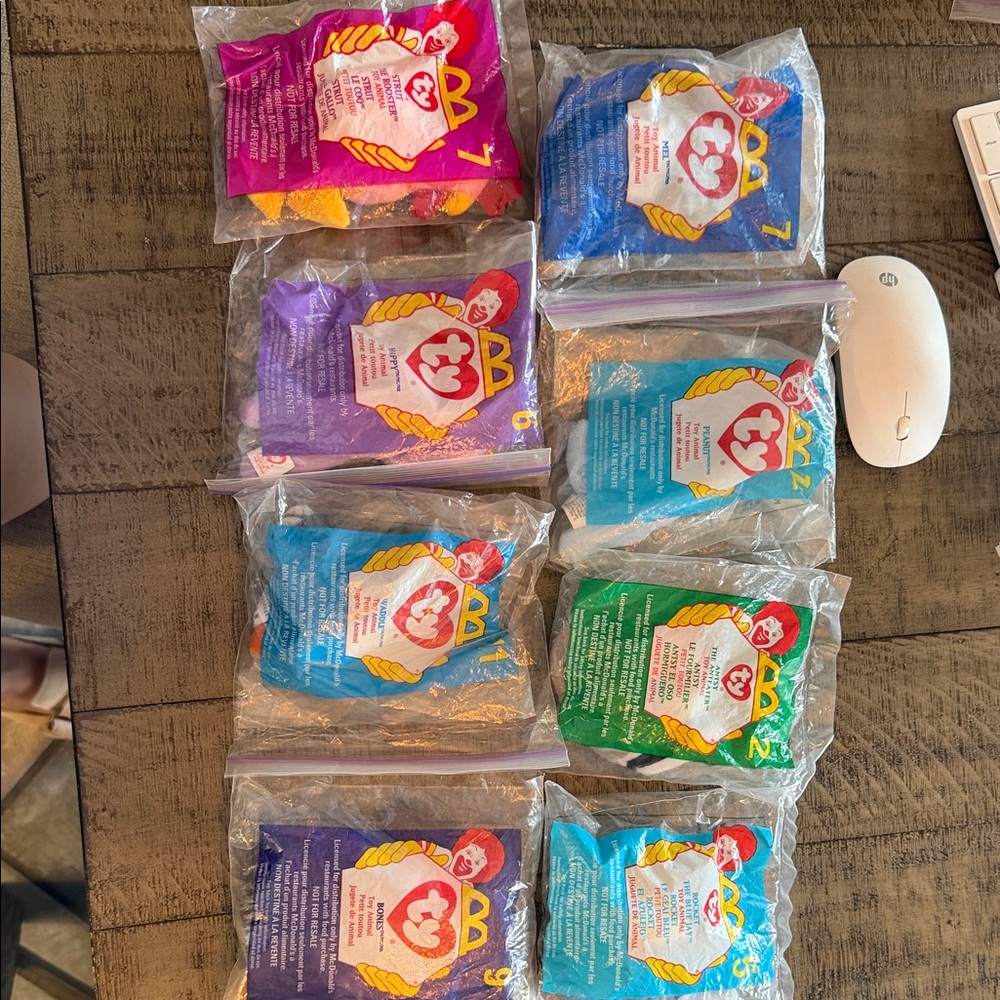 Ty Beanie Babies McDonald's Set - Purple, Blue, Green, Pink